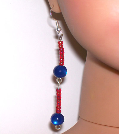 ORIENT Earings - Blue/Red Bead ORIENT Earings - Blue/Red Bead